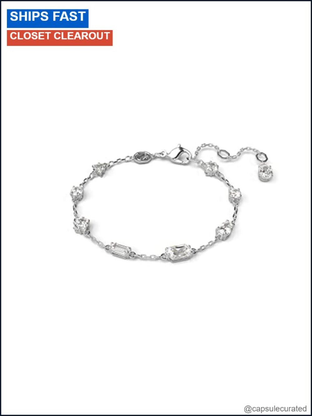 Swarovski Mesmera Crystal Bracelet Rhodium Plated Chain Adjustable